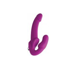 Vibrating Strapless Silicone Strap On Dildo Pink  